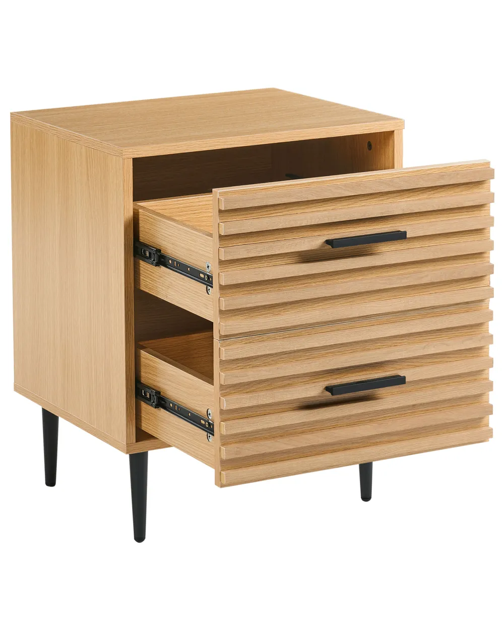 2 Drawer Bedside Table KEITH Light Brown_1038334