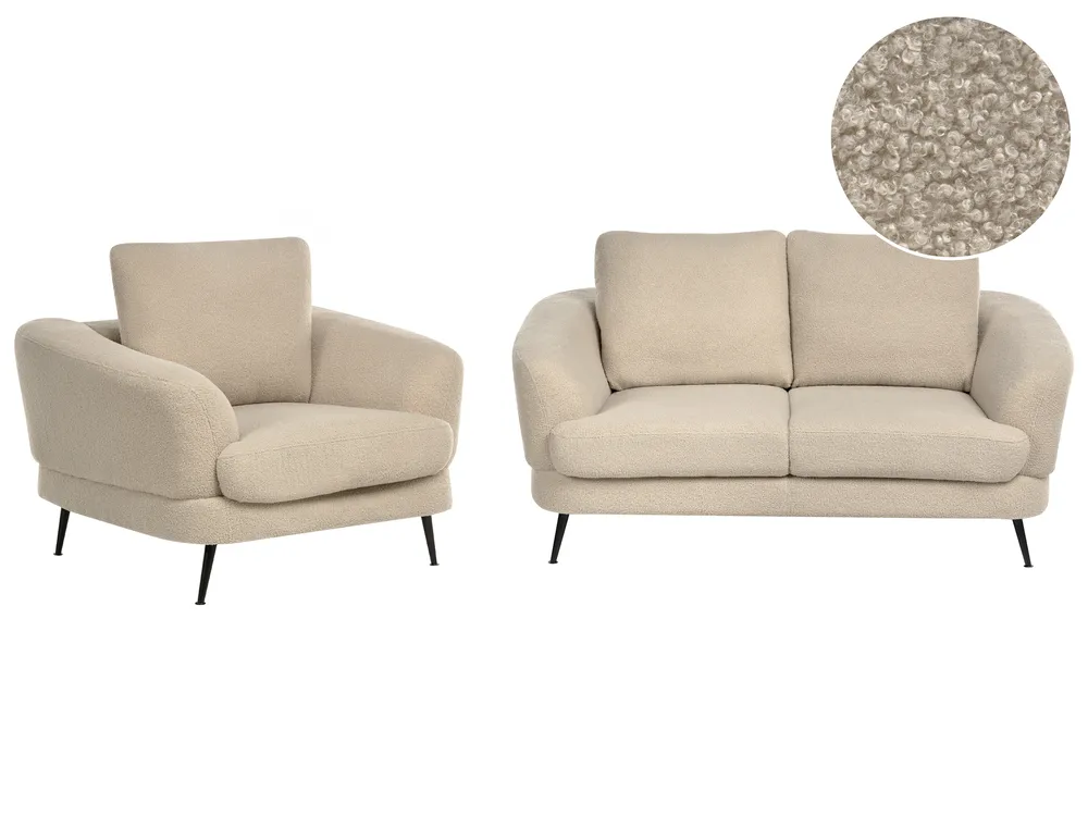 Sofa Set 3-Sitzer KJAER Bouclé Hellbeige