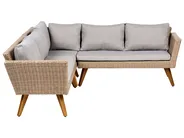 Garden Corner Sofa with Table 6 Seater VITTORIA PE Rattan Grey_1091941
