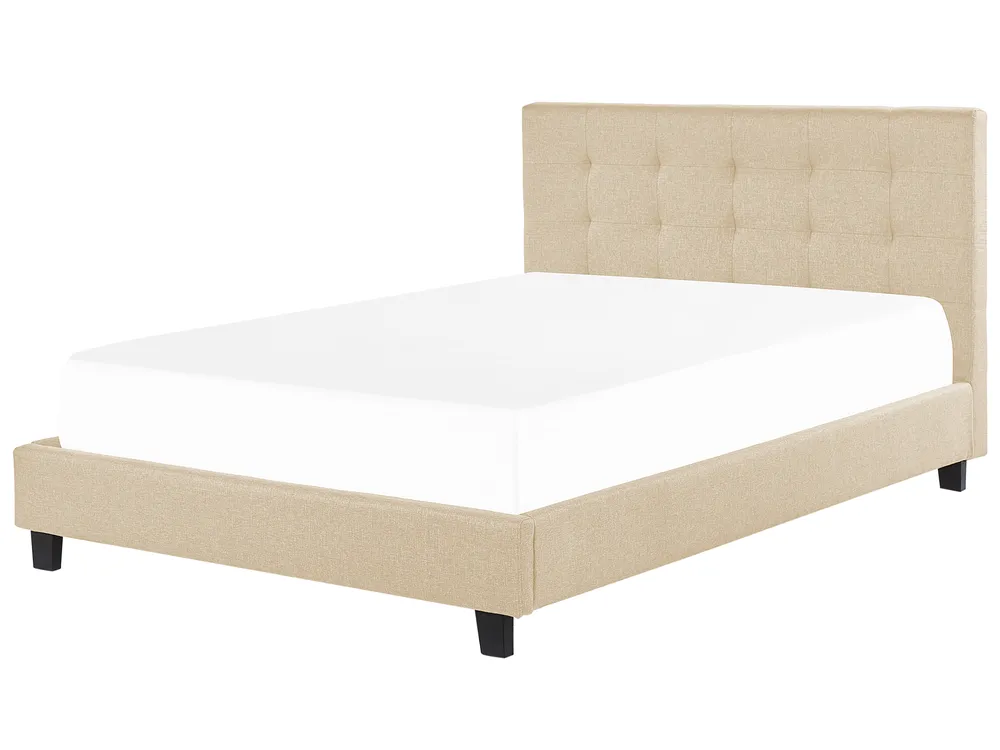 Bett mit Lattenrost Stoff LA ROCHELLE 180 x 200 cm Beige