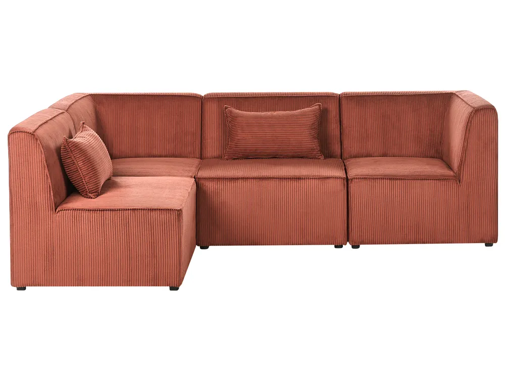 Modul Ecksofa 4-Sitzer LEMVIG mit Ottomane Cord Goldbraun rechtsseitig_1055041