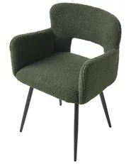 Set of 2 Dining Chairs SANILAC Boucle Dark Green_877452