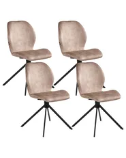 Esszimmerstuhl 4er Set drehbar MORRISON Samtstoff Beige_1041324