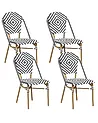 Gartenstuhl 4er Set RIFREDDO Polyrattan Schwarz / Weiß