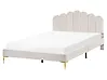 Bett mit Lattenrost Samtstoff SAUVIAN 160 x 200 cm Cremeweiß