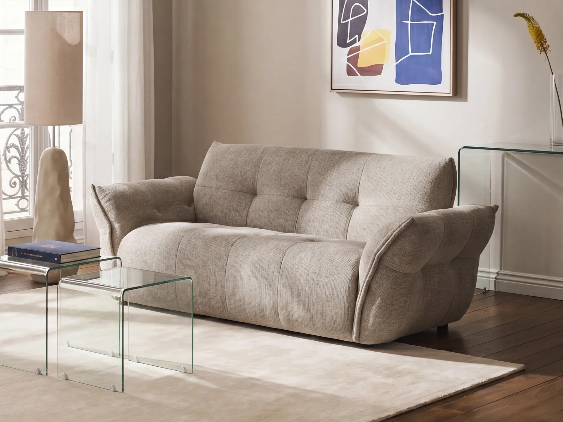 Sofa 2 Seater HALBA Fabric Taupe_1071746