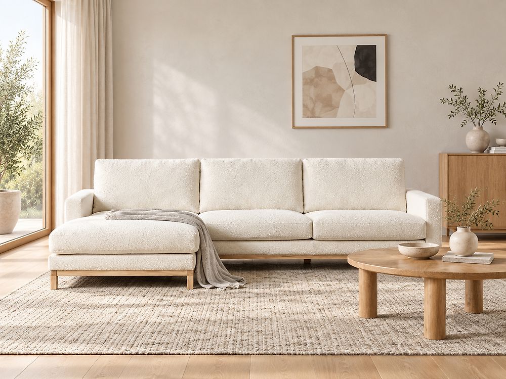 Ugaona sofa SIGGARD Buklé Bijeli desnoruki