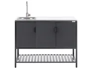 Outdoor-Küche 2er Set mit Spüle MAENZA Schwarz Metall_981483