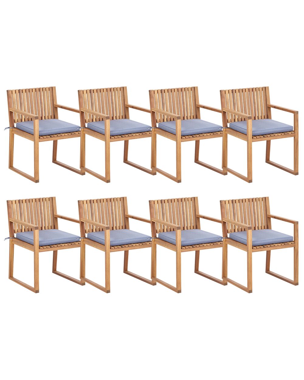 Set van 8 stoelen met zitkussen SASSARI II Gecertificeerd acaciahout Blauw