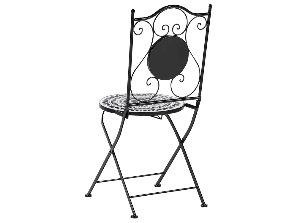 Bistro Set klappbar COMISO Metall Schwarz / Weiß_982147