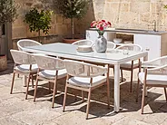 Gartentisch ITALY 220 cm 100 cm Glas Weiß_1154958