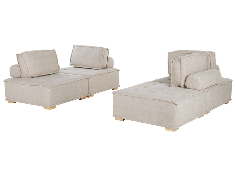 Modular Living Room Set 4 Seater TIBRO Fabric Light Beige
