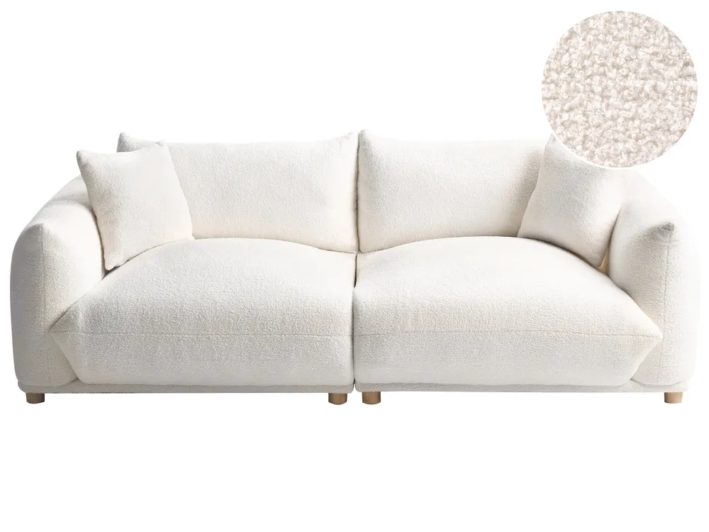 Sofa 3-Sitzer LUVOS Bouclé Cremeweiß