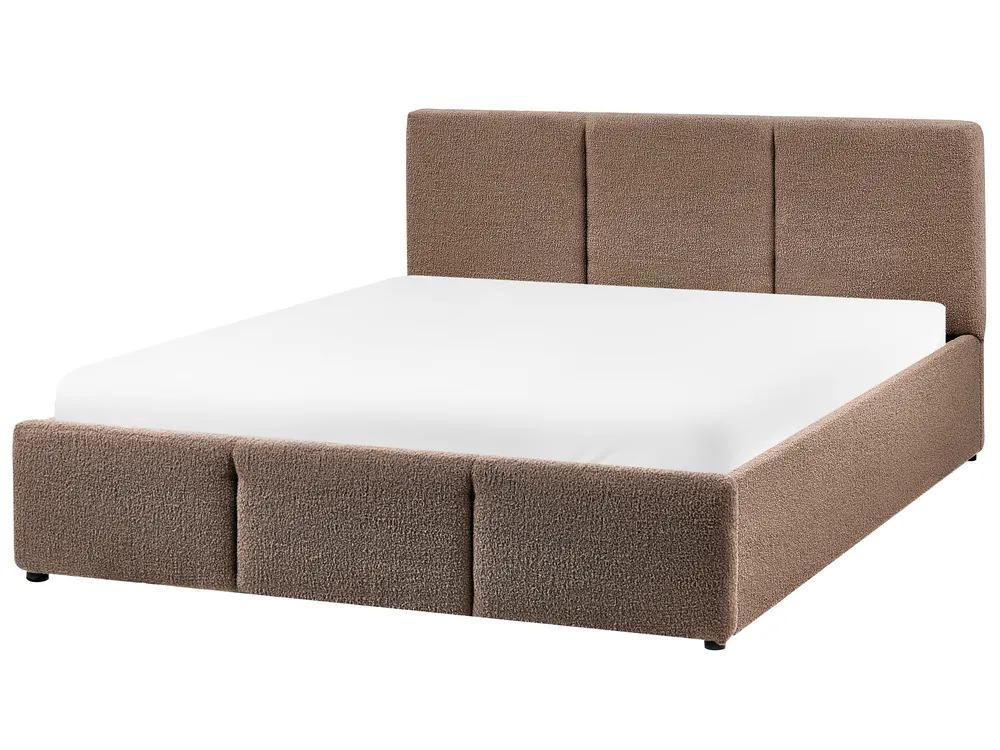 Bett mit Stauraum BOUSSE Bouclé Taupe 140 x 200 cm_980110