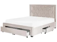 Krevet s ladicama LIEVIN Samet bež 160 x 200 cm_858033