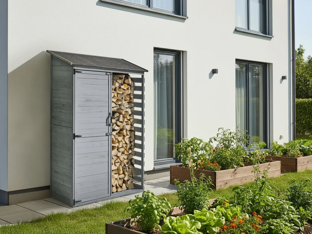Geräteschuppen CENGIO 130 cm 57 cm Tannenholz Grau_1015047