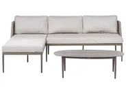 Garten Ecksofa mit Tisch 3-Sitzer LEFFE Metall Beige rechtsseitig_1045250