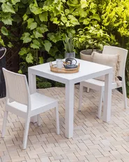 Gartenstuhl 2er Set FOSSANO Kunststoff Weiß_807969