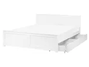 Bett mit 2 Schubladen SABRAN Kiefernholz Weiß 160 x 200 cm_1061288