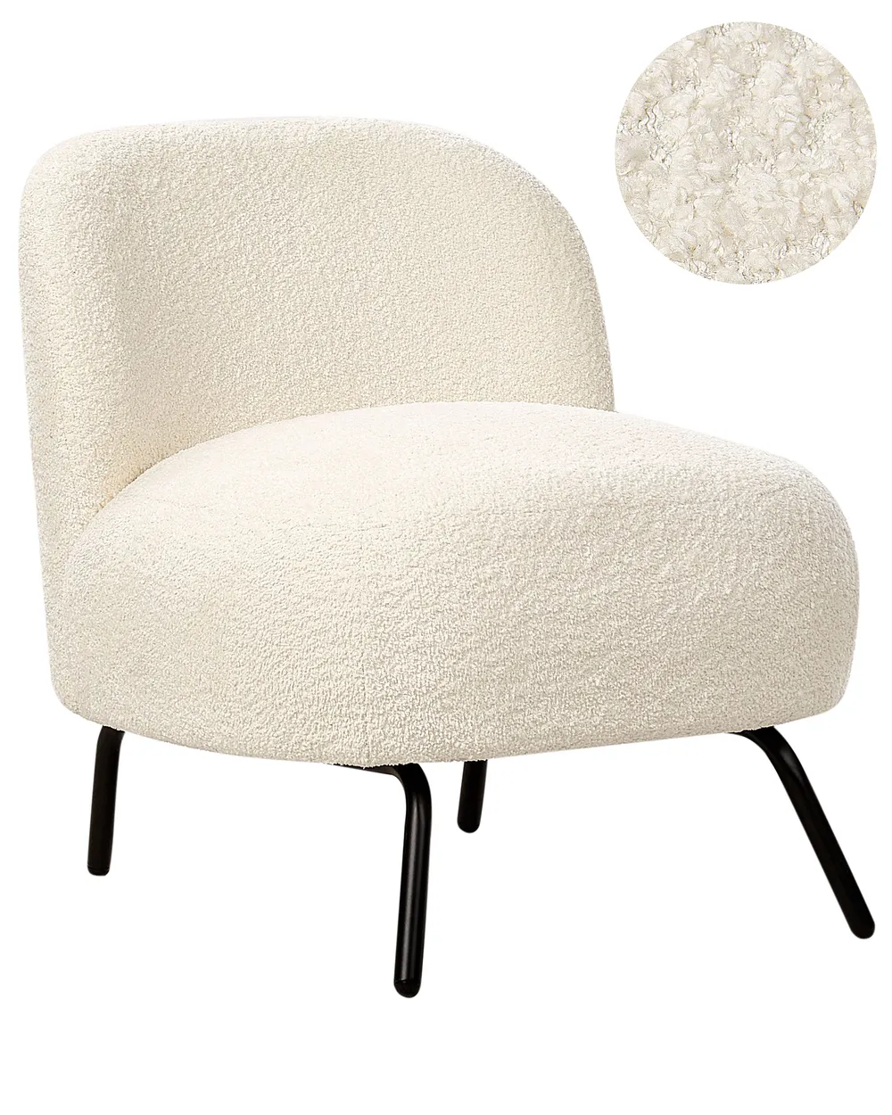 Sessel KUMLA Bouclé Cremeweiß
