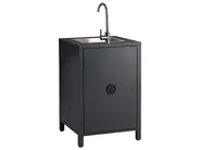 Outdoor Kitchen Cabinet with Sink ROCHA Graphite Grey Metal_1079749