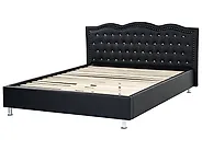 Bett mit Lattenrost Kunstleder METZ 160 x 200 cm Schwarz_1173783