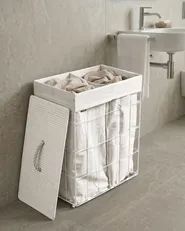 Laundry Basket with Lid APOTERI Metal White 100 L_1063726