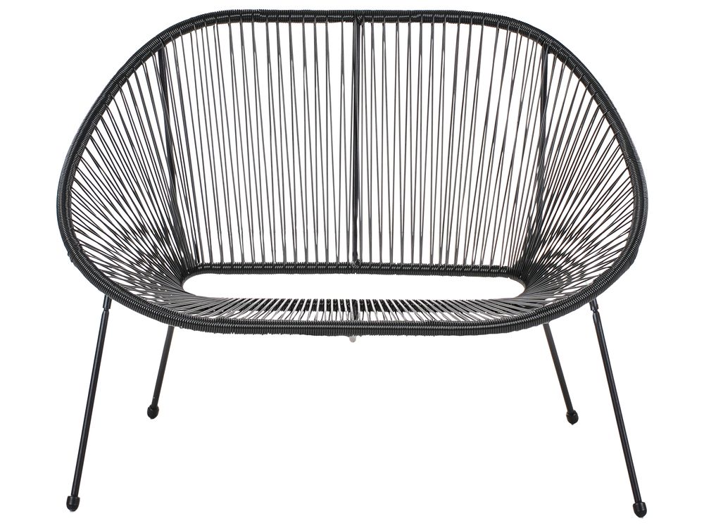 Garden Bench ACAPULCO II 113 cm PE Rattan Black