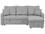 Corner Sofa Bed 3 Seater NASSJO Faux Linen Grey Left Hand_999925