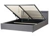 Bett mit Stauraum und LED-Beleuchtung ARMELLE Stoff Dunkelgrau 180 x 200 cm