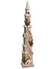 Weihnachtsdekoration LED NASIJARVI 85 cm Haus Hellbraun_1028064