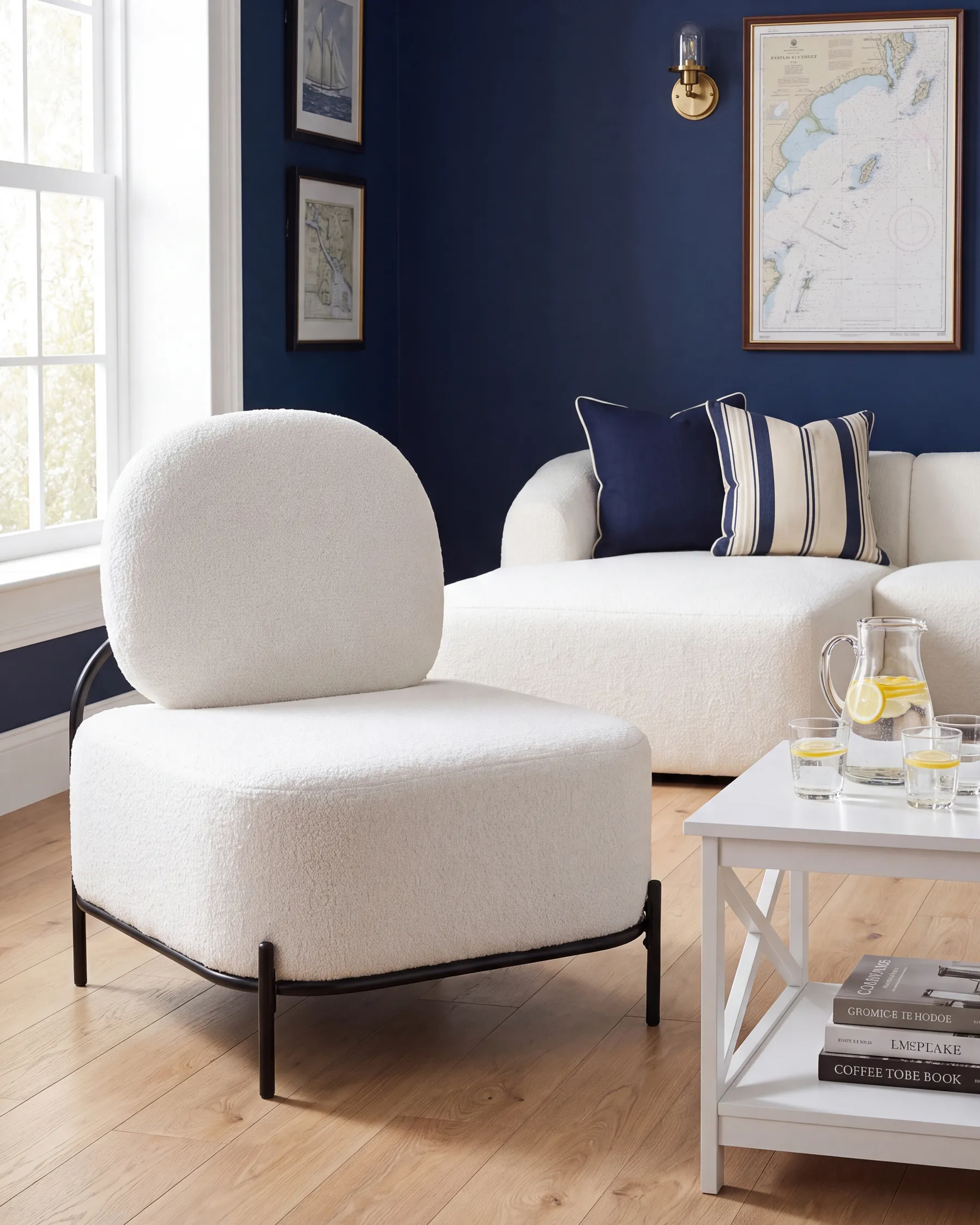 Sessel LUNDE Bouclé Weiß_1059354