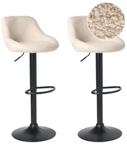 Set of 2 Bar Stools MEDULIN Swivel Boucle Light Beige_1011548