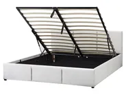 Bett mit Stauraum BOUSSE Samtstoff Hellgrau 160 x 200 cm_862558