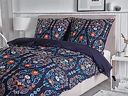 Bettwäsche-Set MADRONA 155 x 220 cm Baumwollsatin Dunkelblau_1179983