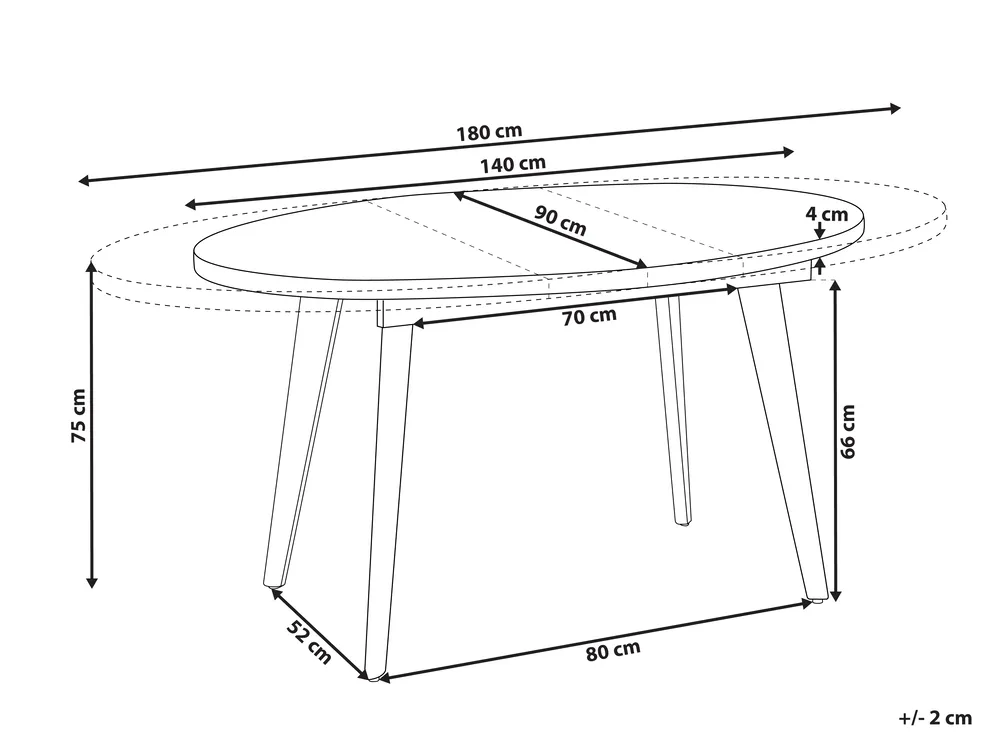 Extending Dining Table DUTTON Brown 140/180 cm 90 cm_1005821