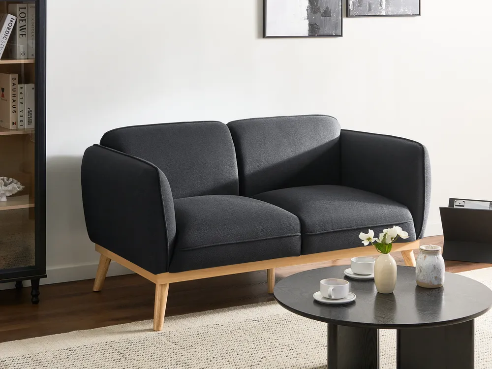 Sofa 2-Sitzer LJUNG Stoff Schwarz