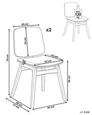 Esszimmerstuhl 2er Set CHARLESTON Holz Hellbraun / Hellbeige_1070718