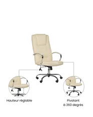 Fauteuil massant avec fonction chauffante GRANDEUR Cuir PU Beige_1071334