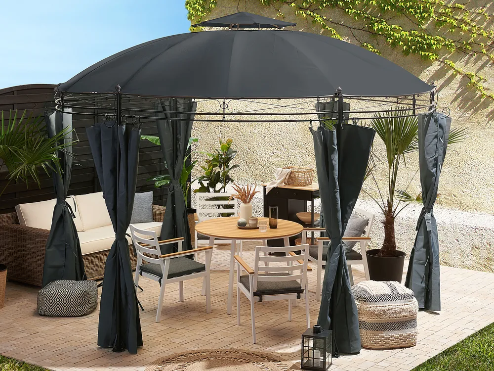 Gazebo SAFARA 368 cm 368 cm Metal Graphite Grey