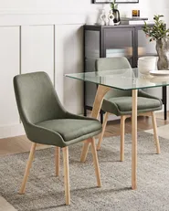 Set of 2 Dining Chairs MELFORT Fabric Dark Green_958194