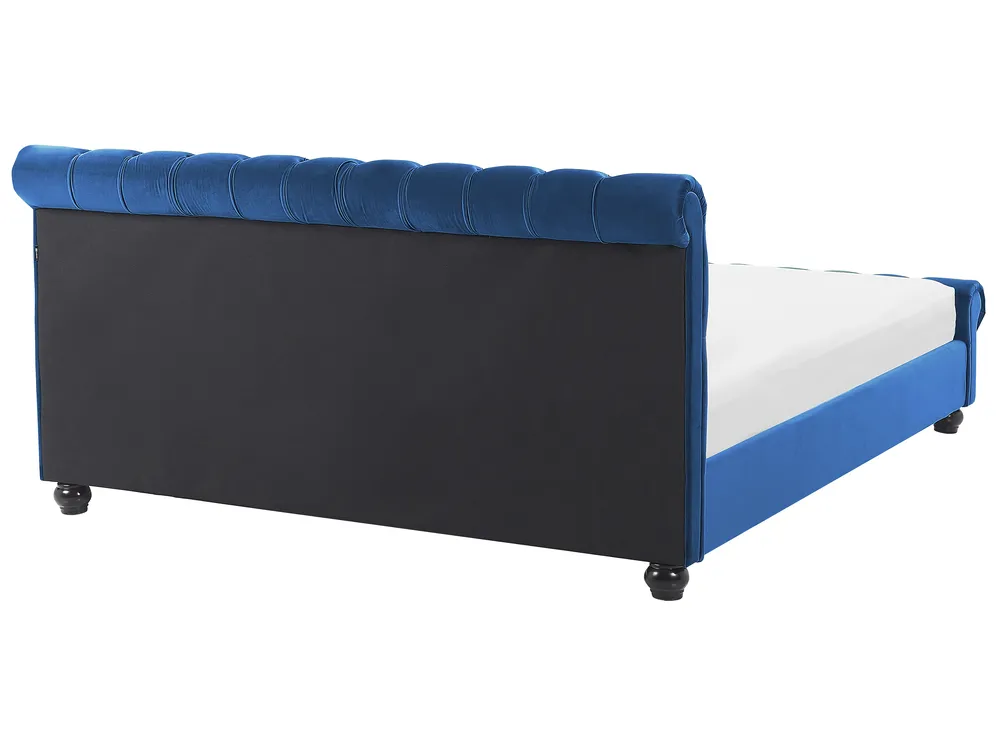 Wasserbett Samtstoff AVALLON 180 x 200 cm Marineblau_846976