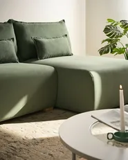 Modul Ecksofa NERBO Stoff Hellgrün linksseitig_1035335