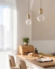 Set of 2 Pendant Lamps ANZA Glass Gold_1149289