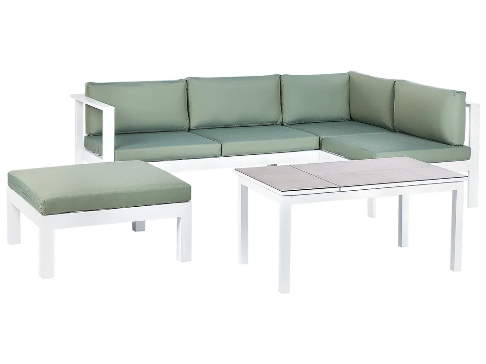 Garten Ecksofa mit Tisch 5-Sitzer MESSINA Metall Grün linksseitig_929570