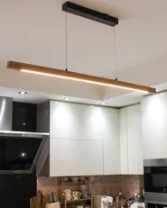 LED Pendant Lamp STEWARTS with Dimmer Oak Wood Light Brown_973345