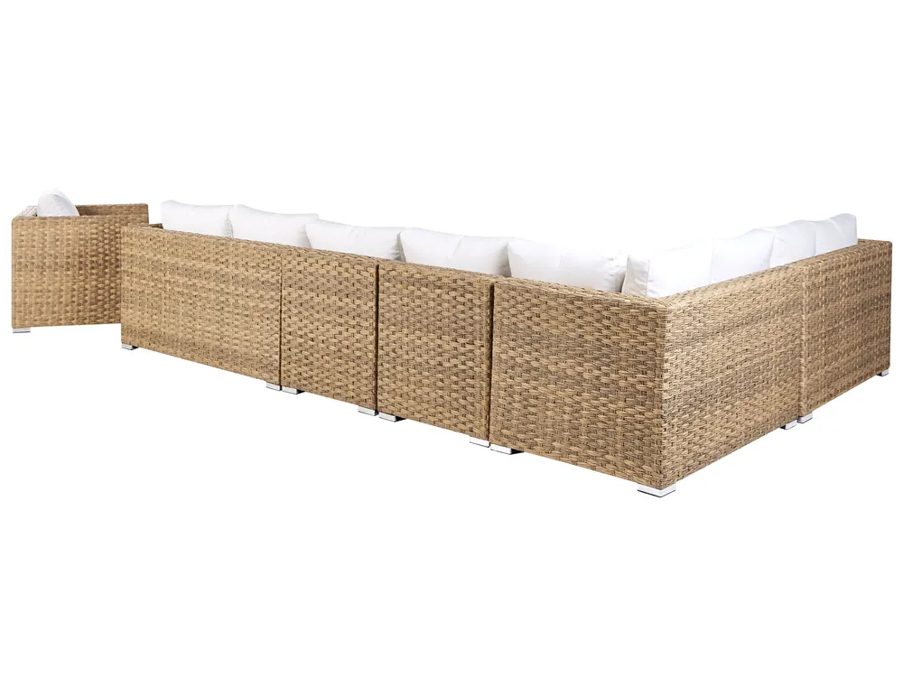 Lounge Set mit Tisch 8-Sitzer XXL modular Polyrattan Hellbraun rechtsseitig_905217