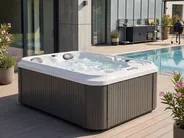 Outdoor Whirlwanne mit LED MUCURCA Grau_1081840