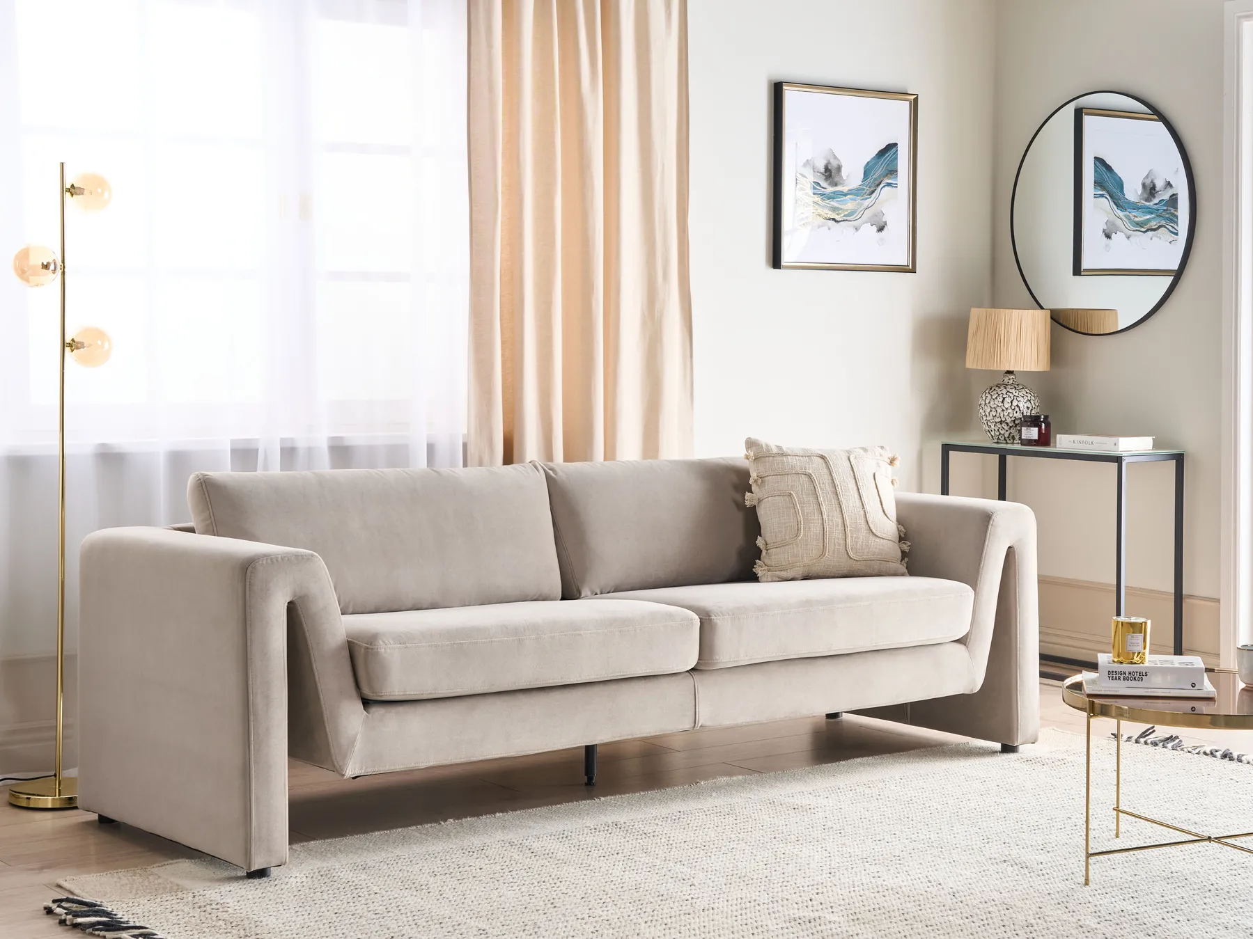 Sofa 3-Sitzer MAUNU Samtstoff Taupe_895168