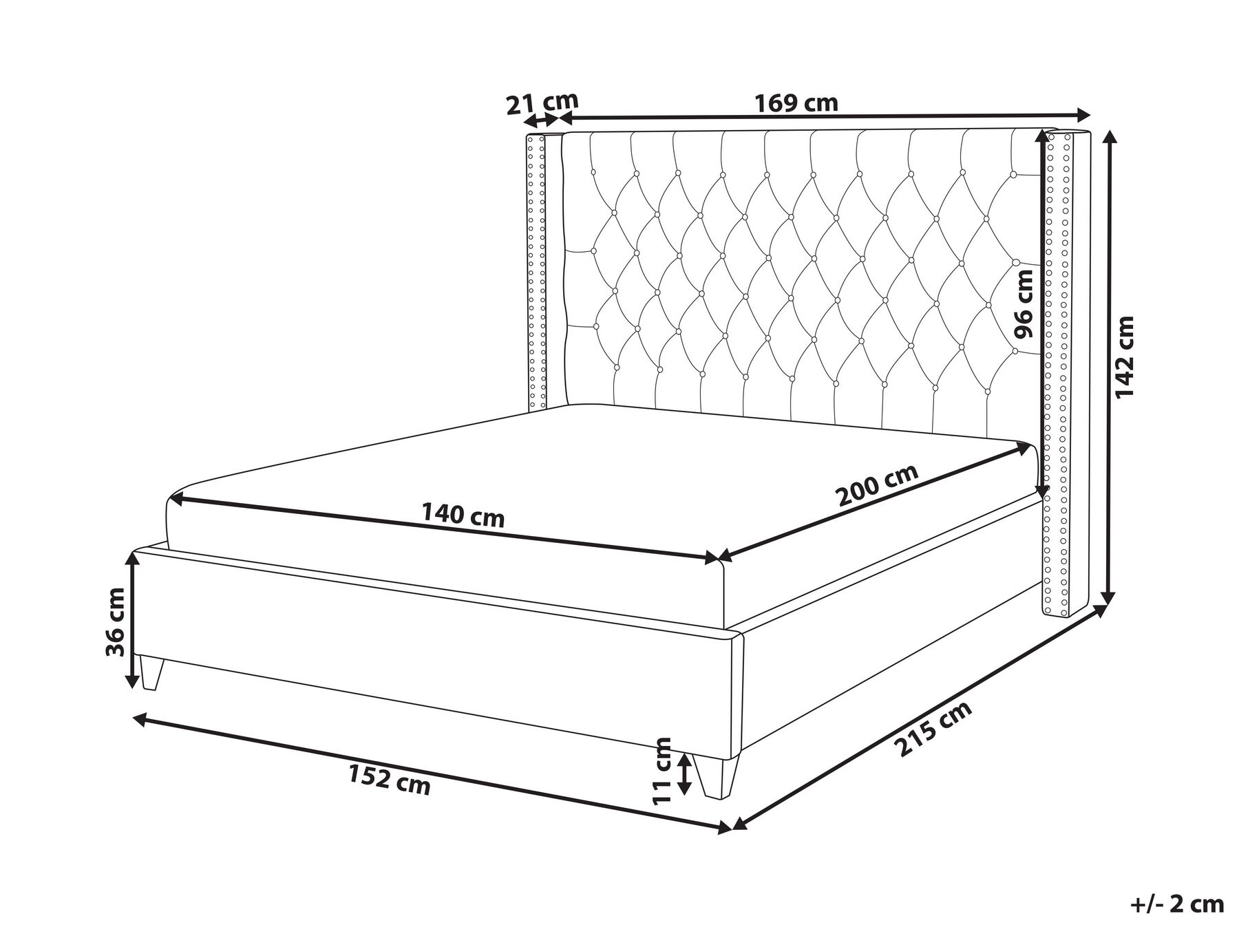 Bed Velvet LUBBON 140 x 200 cm (EU Double) Beige_899025